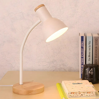 Modern Wood Base Black Metal Adjustable Desk Lamp Zawala Image - 7