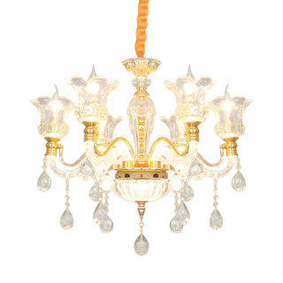 Modern Blossom Tulip Clear Glass Teardrop Bedroom Chandelier Image - 3