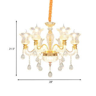 Modern Blossom Tulip Clear Glass Teardrop Bedroom Chandelier #size