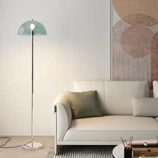 Modern Simple Blue Bowl Chrome Metal Floor Lamp Zawala Image - 1