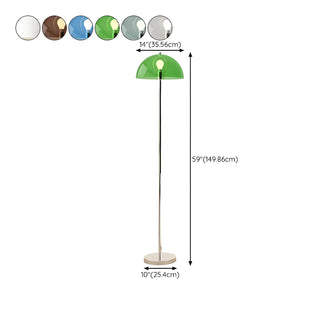 Modern Simple Blue Bowl Chrome Metal Floor Lamp Zawala #size