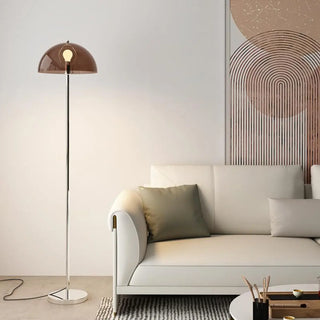 Modern Simple Blue Bowl Chrome Metal Floor Lamp Zawala Image - 2