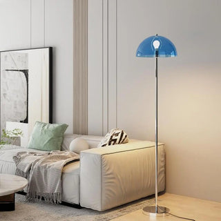 Modern Simple Blue Bowl Chrome Metal Floor Lamp Zawala Image - 3