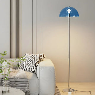 Modern Simple Blue Bowl Chrome Metal Floor Lamp Zawala Image - 5