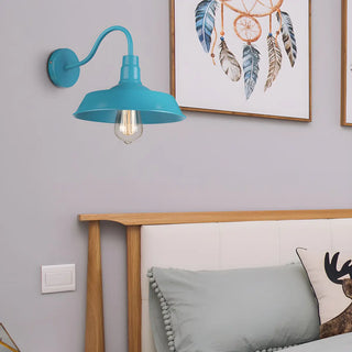 Coastal Barn Metal Bedroom Blue Reading Wall Sconce Zawala Image - 1