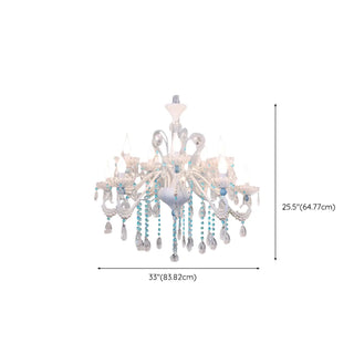 ZOWALA - Blue Crystal Pearl Candelabra Living Room Chandelier Image - 11
