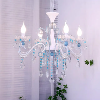 ZOWALA - Blue Crystal Pearl Candelabra Living Room Chandelier Image - 3