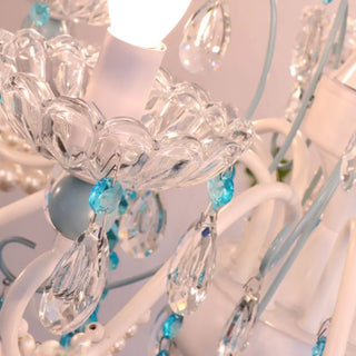 ZOWALA - Blue Crystal Pearl Candelabra Living Room Chandelier Image - 6