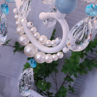 ZOWALA - Blue Crystal Pearl Candelabra Living Room Chandelier Image - 7