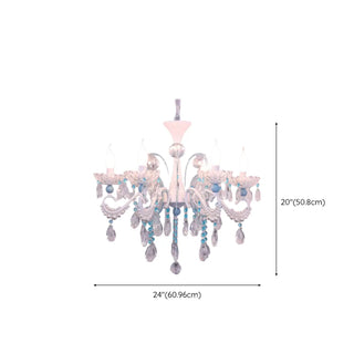 ZOWALA - Blue Crystal Pearl Candelabra Living Room Chandelier Image - 9