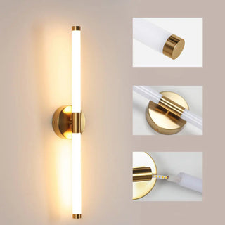 Modern Brass Bar LED Bathroom Mirror Vanity Light Zawala Image - 9