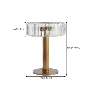 Modern Drum Clear Ribbed Glass Shade Brass Table Lamp Zawala #size