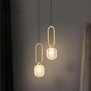 ZOWALA - Modern Brass Crystal Lantern Pendant Light Image - 2