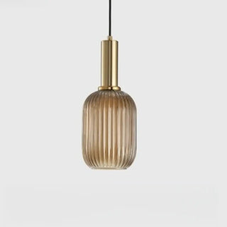 ZOWALA - Green Minimalist Ribbed Glass Round Pendant Light Image - 8