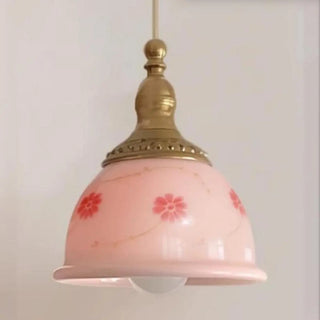 Adjustable Height Pink Rustic Brass Dome Glass Pendant Light Zawala Image - 7