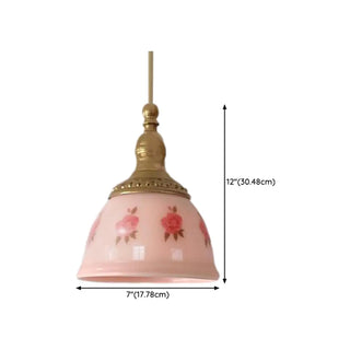 Adjustable Height Pink Rustic Brass Dome Glass Pendant Light Zawala #size