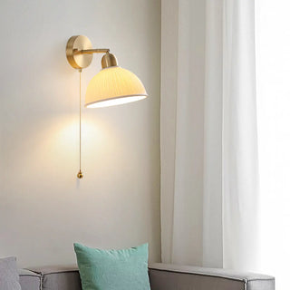 Classic Brass Pull Chain Dome LED Wall Sconce Zawala Image - 1