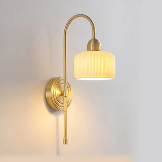 Classic Brass Pull Chain Dome LED Wall Sconce Zawala Image - 12