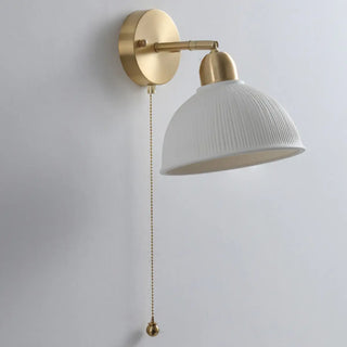 Classic Brass Pull Chain Dome LED Wall Sconce Zawala Image - 16