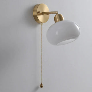 Classic Brass Pull Chain Dome LED Wall Sconce Zawala Image - 17