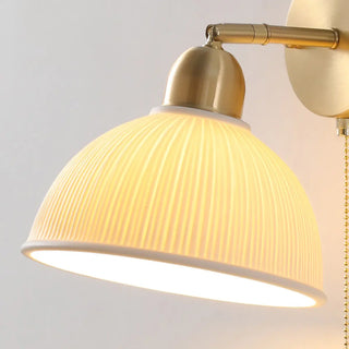 Classic Brass Pull Chain Dome LED Wall Sconce Zawala Image - 24