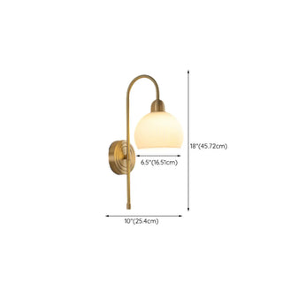 Classic Brass Pull Chain Dome LED Wall Sconce Zawala #size