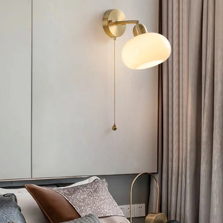 Classic Brass Pull Chain Dome LED Wall Sconce Zawala Image - 3