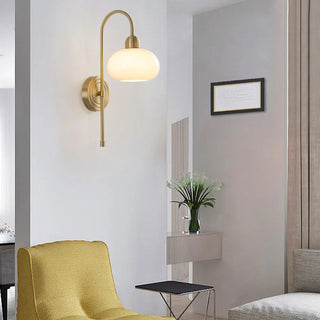 Classic Brass Pull Chain Dome LED Wall Sconce Zawala Image - 4
