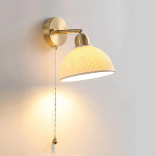 Classic Brass Pull Chain Dome LED Wall Sconce Zawala Image - 6