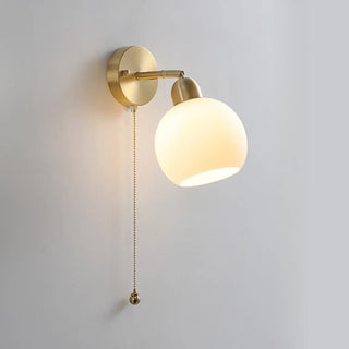 Classic Brass Pull Chain Dome LED Wall Sconce Zawala Image - 9