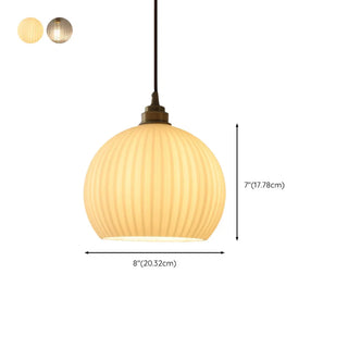 ZOWALA - Modern Clear Glass Dome Ribbed Glass Globe Pendant Lights #size