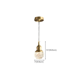 ZOWALA - Modern Globe Transparent Brass Clear Glass Pendant Light #size