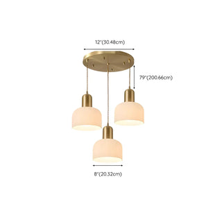 ZOWALA - Contemporary Dome Glass Dining Room Brass Pendant Light Image - 14
