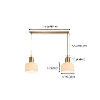 ZOWALA - Contemporary Dome Glass Dining Room Brass Pendant Light Image - 15