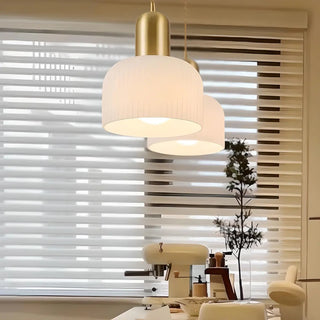 ZOWALA - Contemporary Dome Glass Dining Room Brass Pendant Light Image - 3