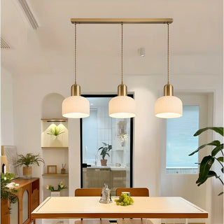ZOWALA - Contemporary Dome Glass Dining Room Brass Pendant Light Image - 4
