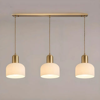 ZOWALA - Contemporary Dome Glass Dining Room Brass Pendant Light Image - 7