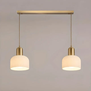 ZOWALA - Contemporary Dome Glass Dining Room Brass Pendant Light Image - 8