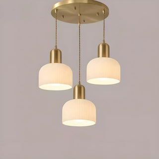 ZOWALA - Contemporary Dome Glass Dining Room Brass Pendant Light Image - 9