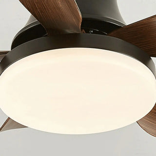 Modern Wooden 5 Blade Flush Mount LED Ceiling Fan Light Zawala Image - 10