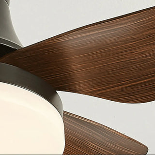 Modern Wooden 5 Blade Flush Mount LED Ceiling Fan Light Zawala Image - 11