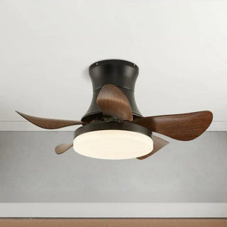 Modern Wooden 5 Blade Flush Mount LED Ceiling Fan Light Zawala Image - 5