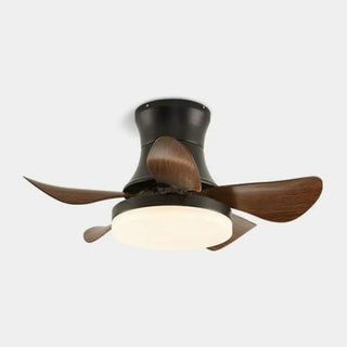 Modern Wooden 5 Blade Flush Mount LED Ceiling Fan Light Zawala Image - 6