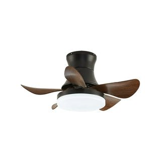 Modern Wooden 5 Blade Flush Mount LED Ceiling Fan Light Zawala Image - 7