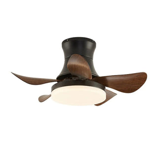 Modern Wooden 5 Blade Flush Mount LED Ceiling Fan Light Zawala Image - 9