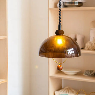 ZOWALA - Nordic Dome Acrylic Dining Room Brown Mini Pendant Light Image - 1