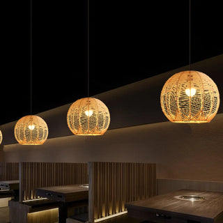 ZOWALA - Oriental Cane Brown Tier Dining Room Pendant Light Image - 2