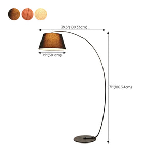 Simple Brown Fabric Cylinder Arched Metal Floor Lamp #size