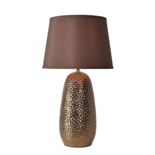Modern Brown Fabric Textured Finish Ceramic Table Lamp Zawala Image - 10