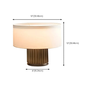 Modern Geometric Brown Base Fabric Drum Table Lamp Zawala #size